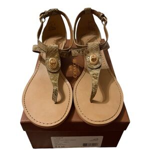 Coach Ingrid Nat Print Snake Wedge Sandals 8.5M